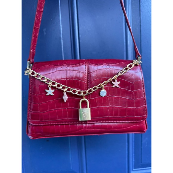 Repurposed Louis Vuitton authentic Padlock Bag Charm Chain Purse Accessory - Picture 3 of 7